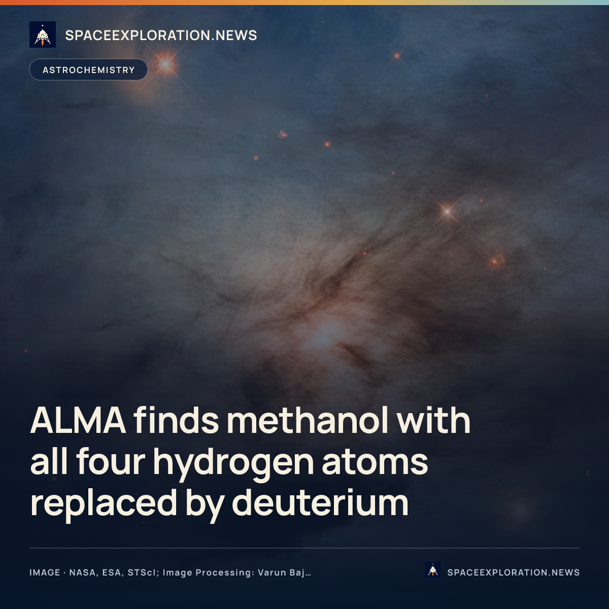 Branded story card: ALMA finds methanol with all four hydrogen atoms replaced by deuterium