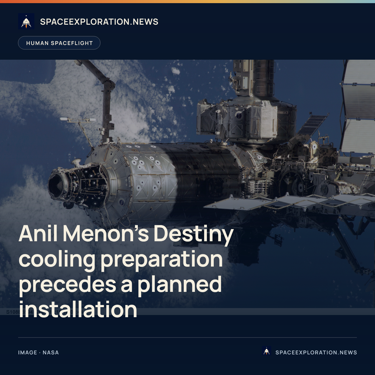Branded story card: Anil Menon’s Destiny cooling preparation precedes a planned installation