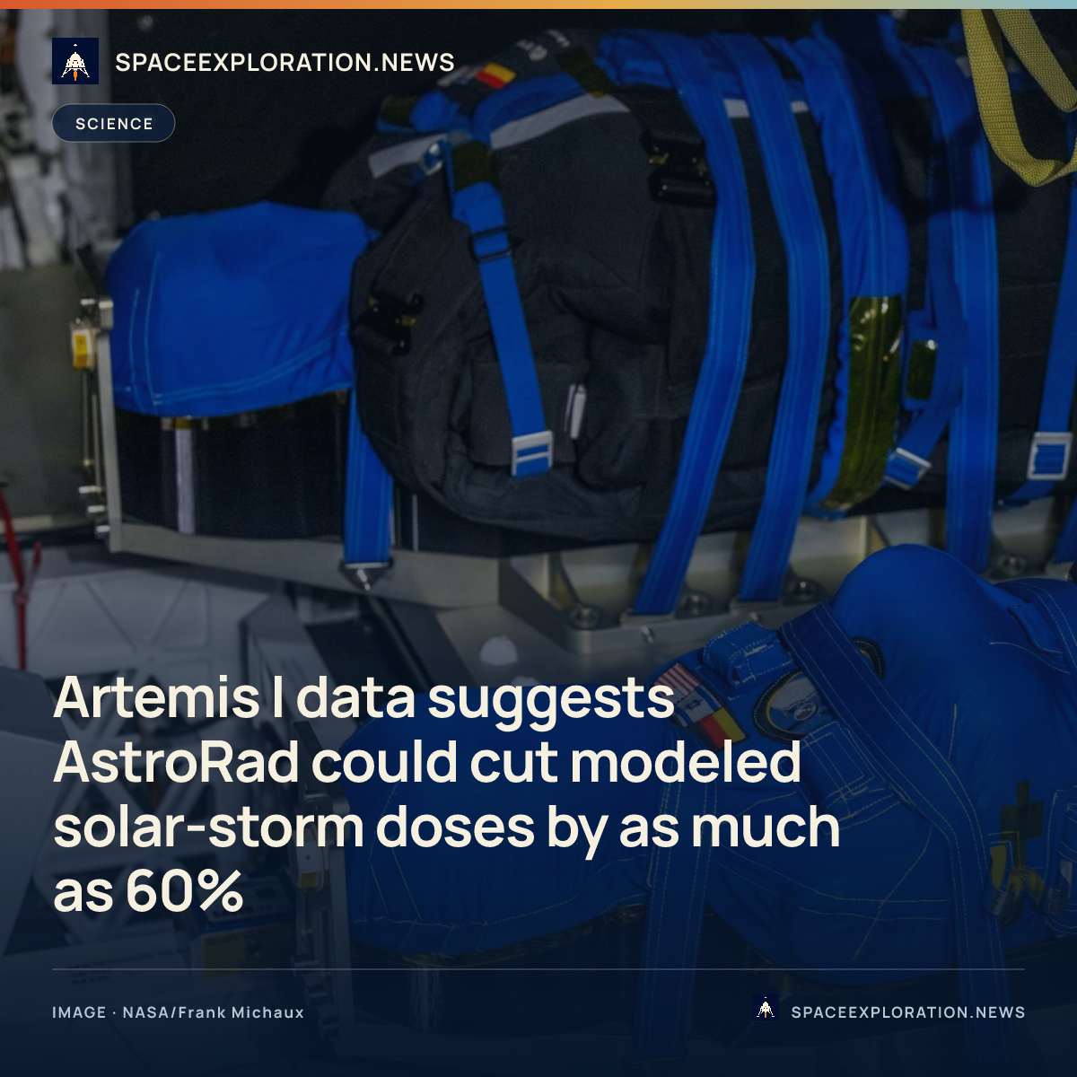 Branded story card: Artemis I data suggests AstroRad could cut modeled solar-storm doses by as much as 60%