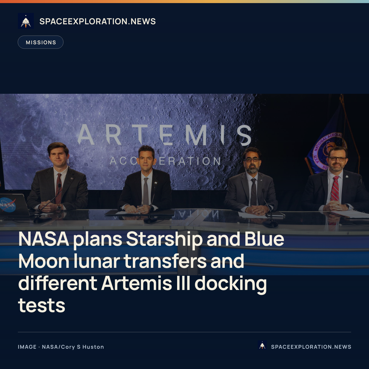Branded story card: NASA plans Starship and Blue Moon lunar transfers and different Artemis III docking tests