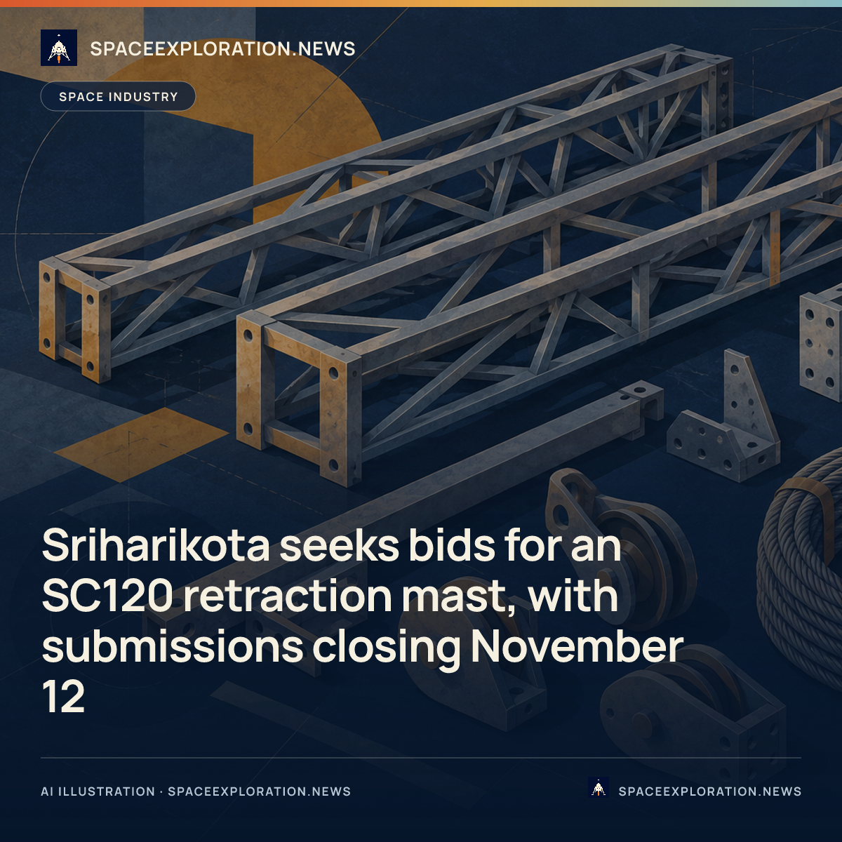 Branded story card: Sriharikota seeks bids for an SC120 retraction mast, with submissions closing November 12