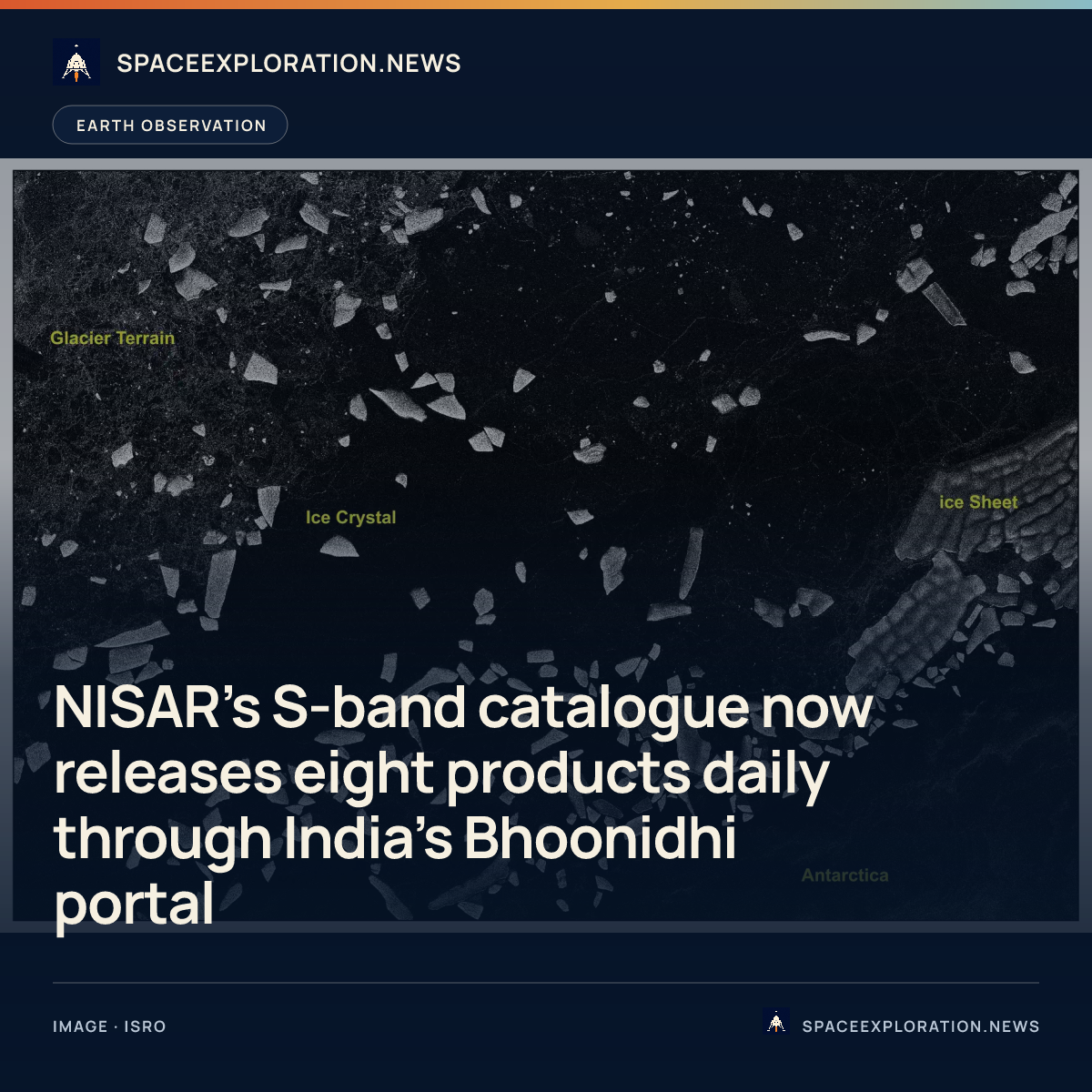 Branded story card: NISAR’s S-band catalogue now releases eight products daily through India’s Bhoonidhi portal