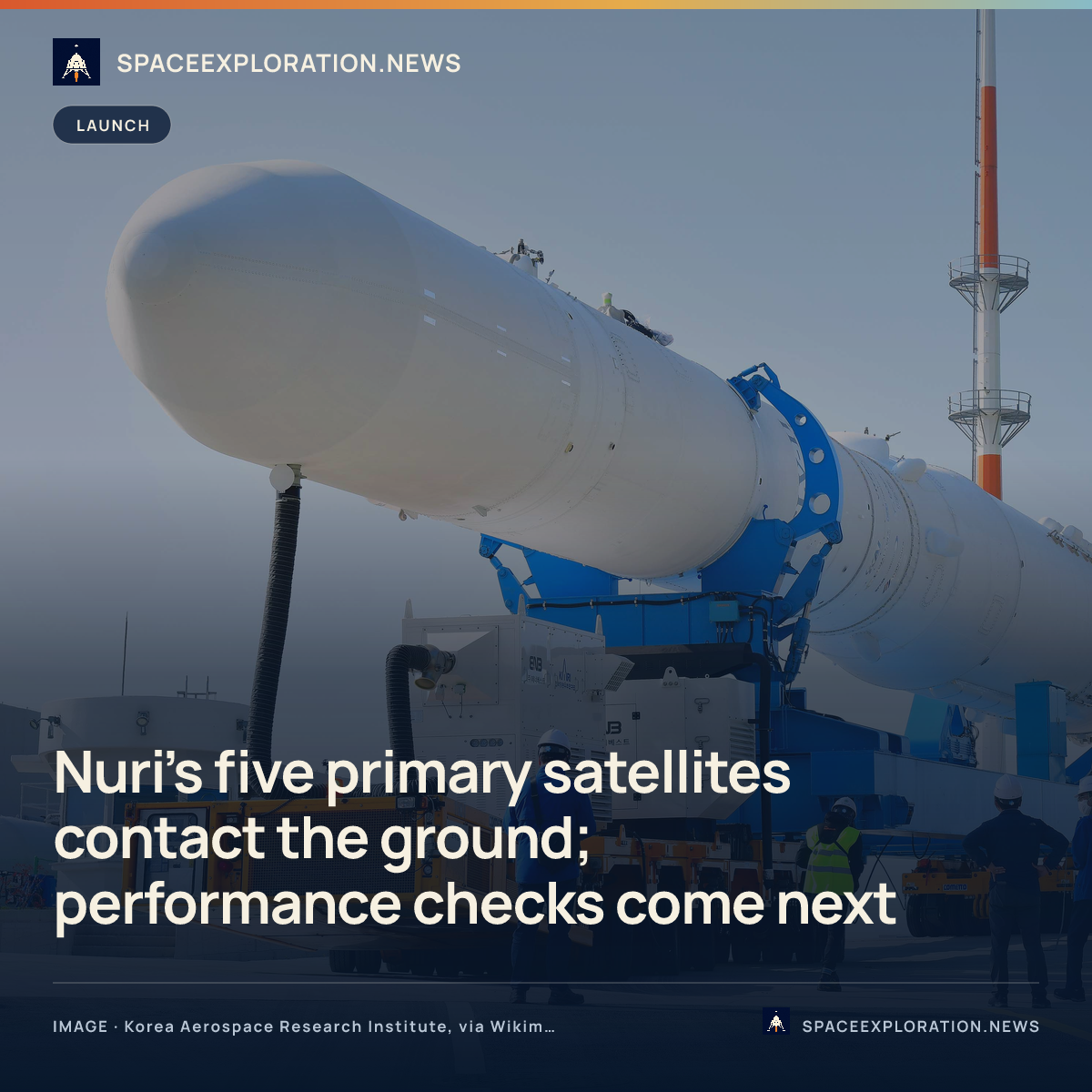 Branded story card: Nuri’s five primary satellites contact the ground; performance checks come next
