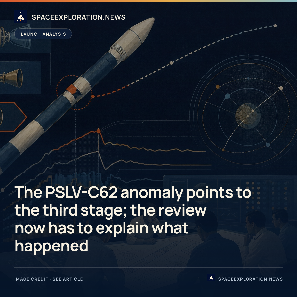 Branded story card: The PSLV-C62 anomaly points to the third stage; the review now has to explain what happened