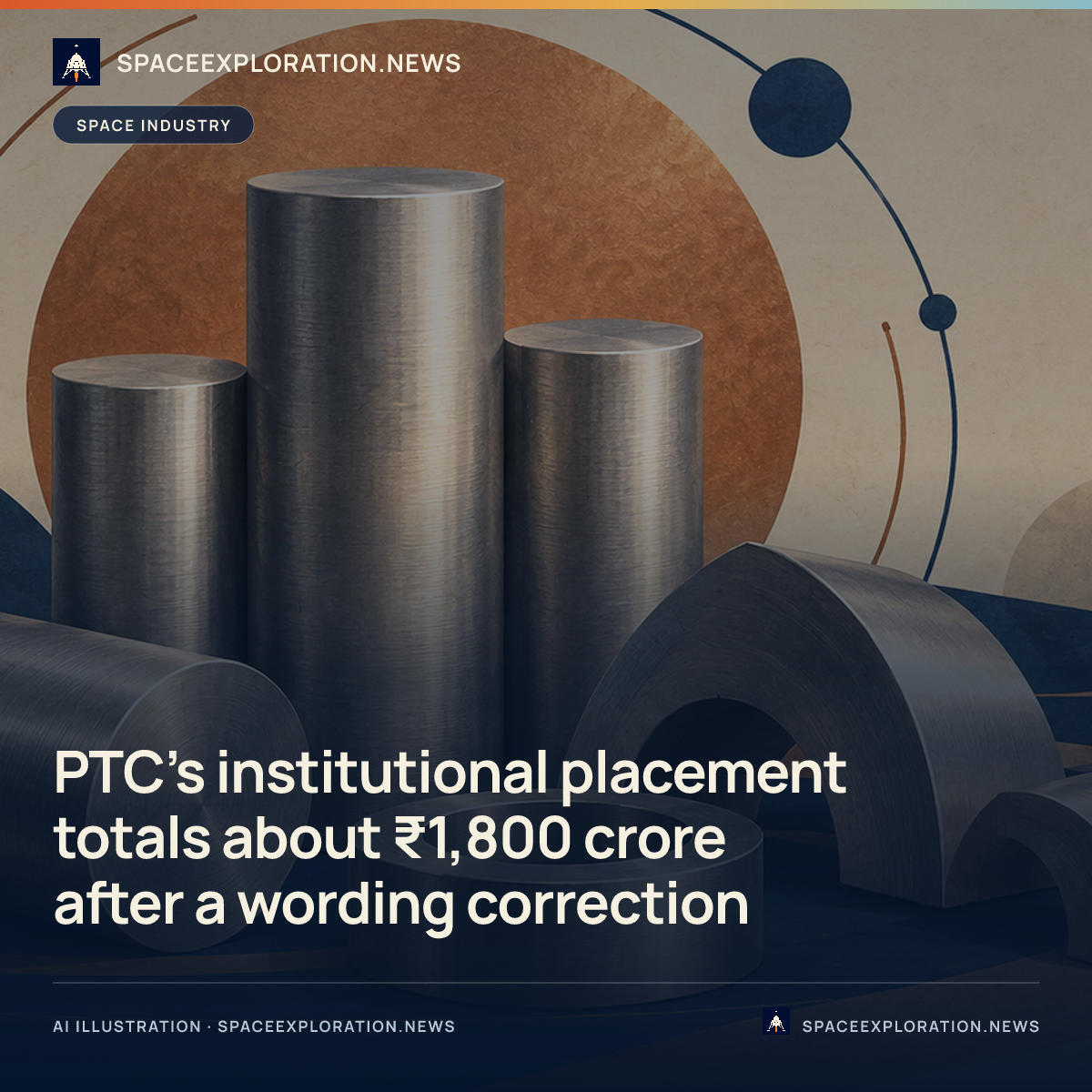 Branded story card: PTC’s institutional placement totals about ₹1,800 crore after a wording correction