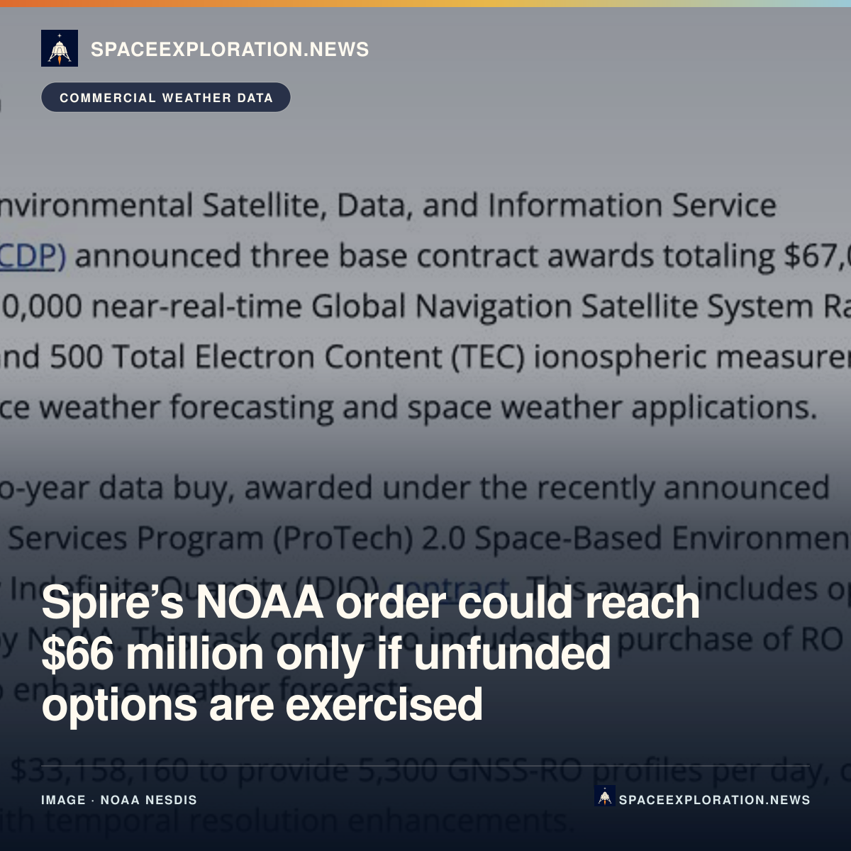 Branded LinkedIn card: Spire’s NOAA order could reach $66 million only if unfunded options are exercised