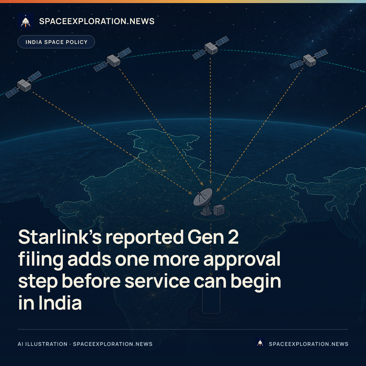 Branded story card: Starlink’s reported Gen 2 filing adds one more approval step before service can begin in India